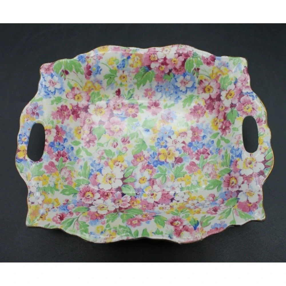 James Kent Apple Blossom Chintz Trinket Dish Floral Vanity Ring Dish England